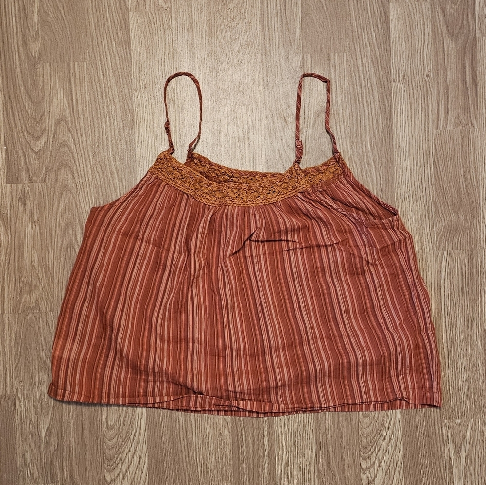 Girl Krazy Rust Striped Cropped Tank Top Size XL